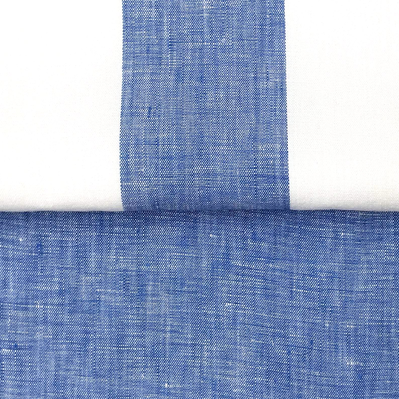 Grain sack Fabric BLUE stripe Linen + selling Cotton upholstery material heavy weight pillows upholstery curtains The Textile Trunk