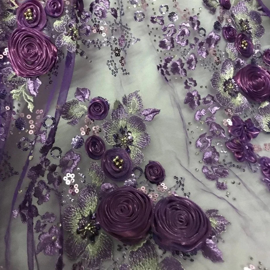 purple floral dress fabric Lilac Purple Floral-Print Long Prom Dress A1135 Lilac / 2