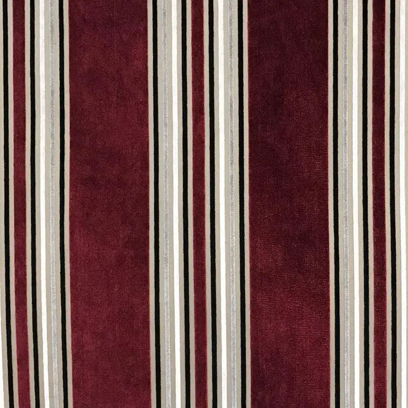 Eisengard Wine Red Stripe Luxury Velvet Fabric – Classic Modern Fabrics