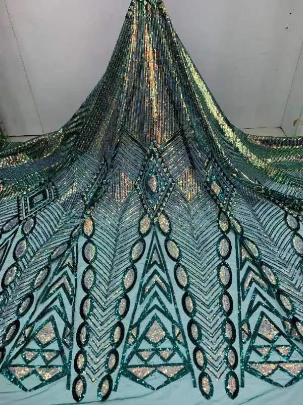 mesh dress fabric 5 YARDS / Lemeli Abstract Beads Glitter Embroidered African French Mesh  Lace Party Prom Bridal Dress Fabric