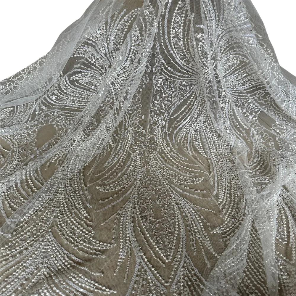 5 YARDS / DIDYMOS Sequin Beaded Embroidery Glitter Mesh Dress Lace Fab Classic Modern Fabrics 5 YARDS / DIDYMOS Sequin Beaded Embroidery Glitter Mesh Dress Lace Fab Classic Modern Fabrics