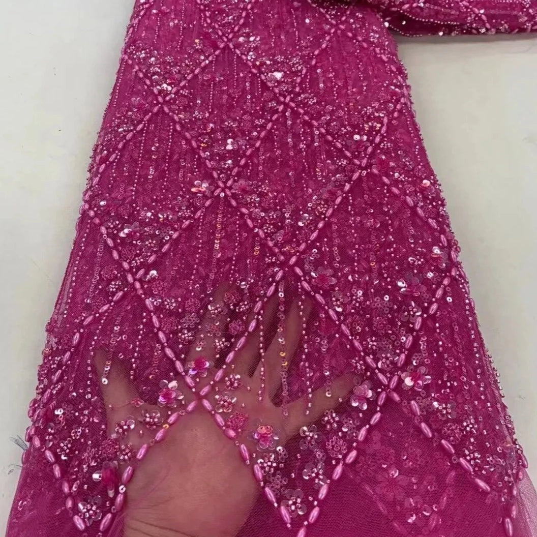 5 YARDS / 8 COLORS / Galimas Abstract Sequin Beaded Embroidery Tulle M –  Classic Modern Fabrics