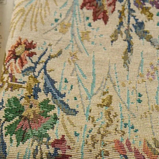 Vintage Floral Multi Color Chenille Woven Jacquard Fabric