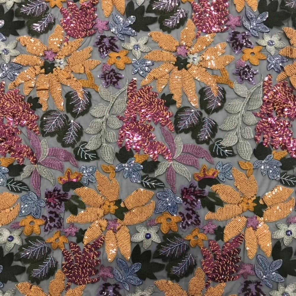 5 YARDS / Medina Cute Floral Beaded Embroidery Glitter Black Mesh Lace Classic Modern Fabrics 5 YARDS / Medina Cute Floral Beaded Embroidery Glitter Black Mesh Lace Classic Modern Fabrics