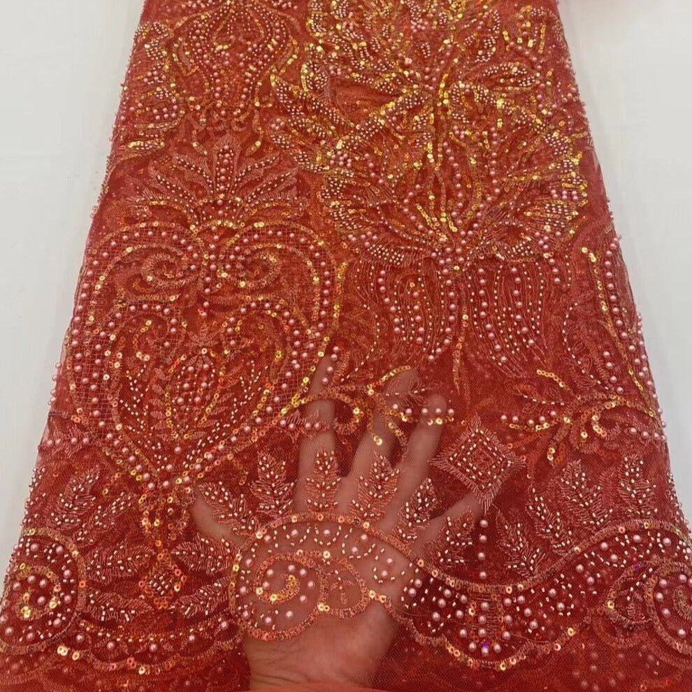 5 YARDS / 15 COLORS / Nessa Regal Beaded Embroidery Glitter Mesh Lace Classic Modern Fabrics 5 YARDS / 15 COLORS / Nessa Regal Beaded Embroidery Glitter Mesh Lace Classic Modern Fabrics