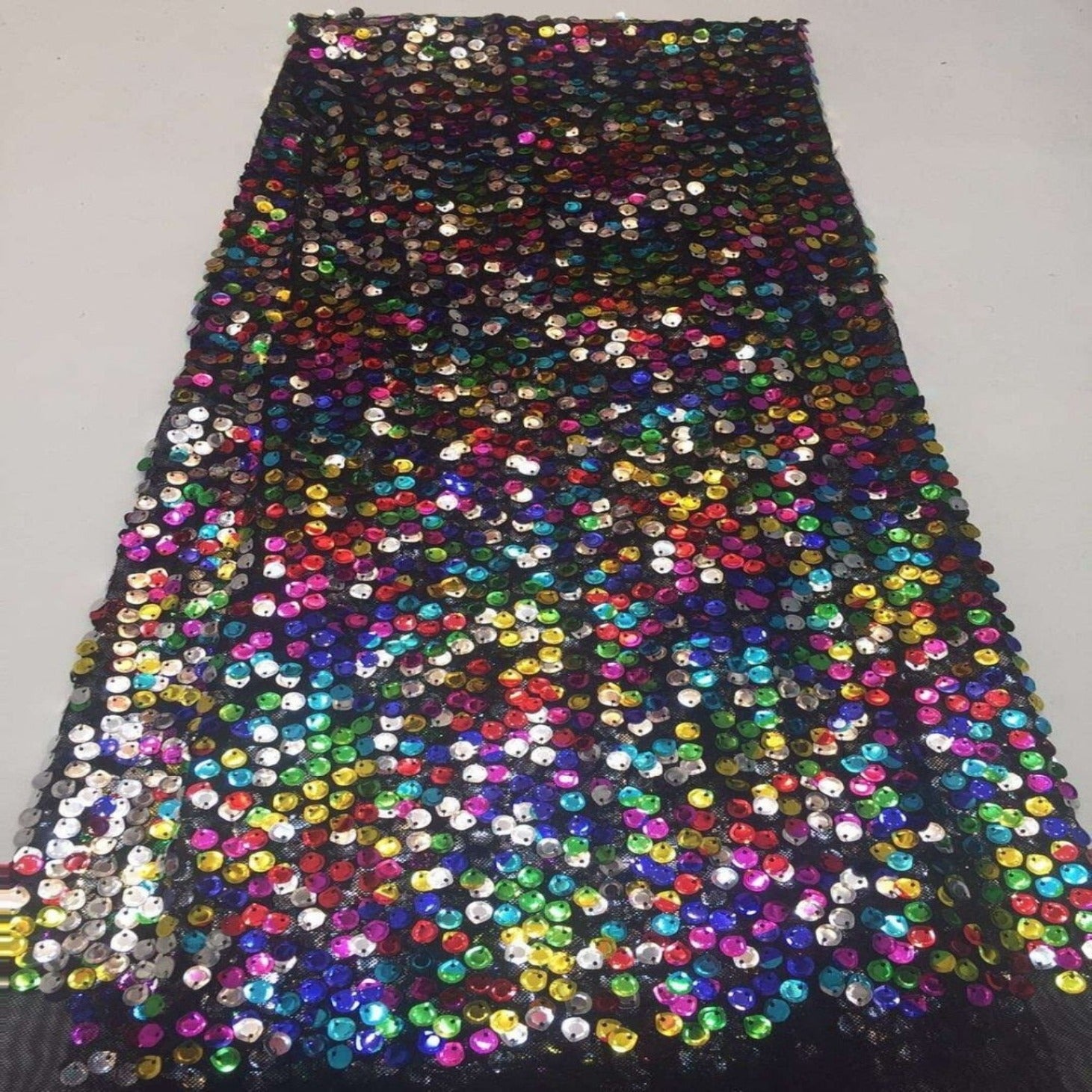 Elegant hand beaded design embroider on a glitter mesh lace-prom-sold by the yard. Clear Blush main image 0