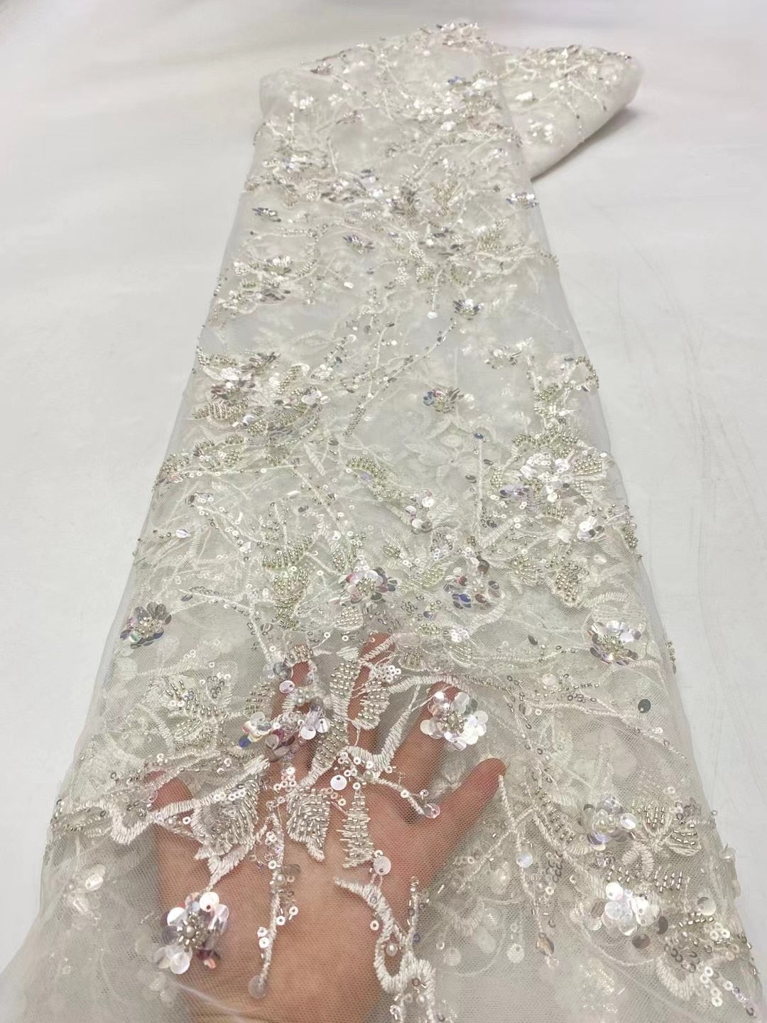 5 YARDS / Elora Beaded Glitter Sequin Embroidery Tulle Mesh Lace Party Prom Bridal Dress Fabric 5 YARDS / Elora Beaded Glitter Sequin Embroidery Tulle Mesh Lace Party Prom Bridal Dress Fabric
