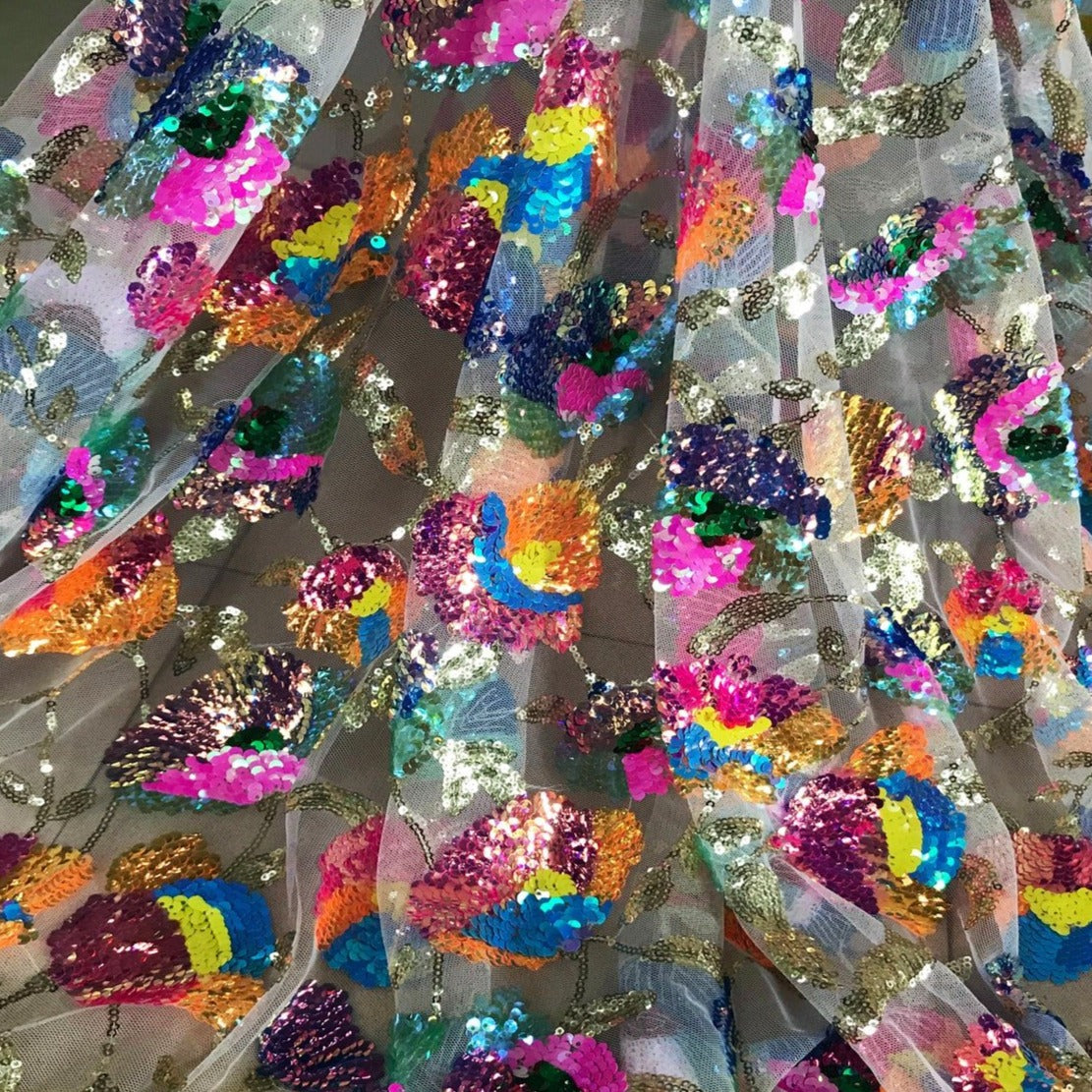 5 YARDS / 6 COLORS / Linoa Iridescent Glitter Sequin Embroidery Tulle –  Classic Modern Fabrics