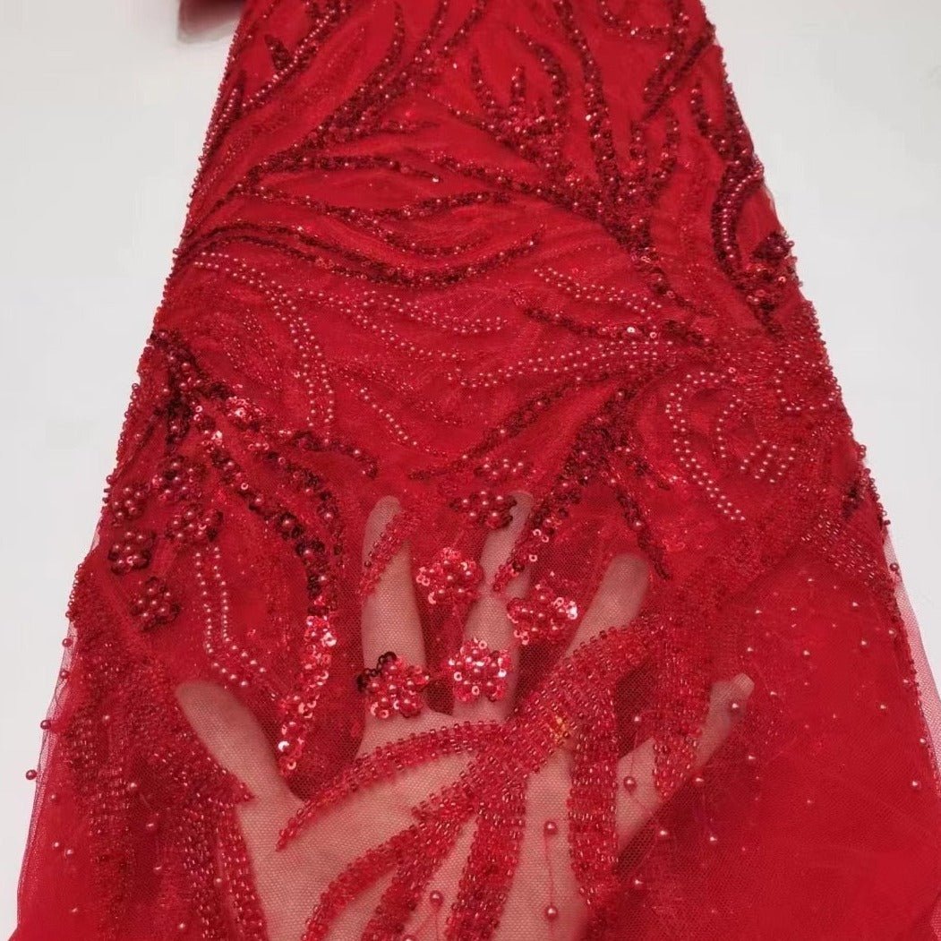Red Glitter Tulle Fabric - by The Yard