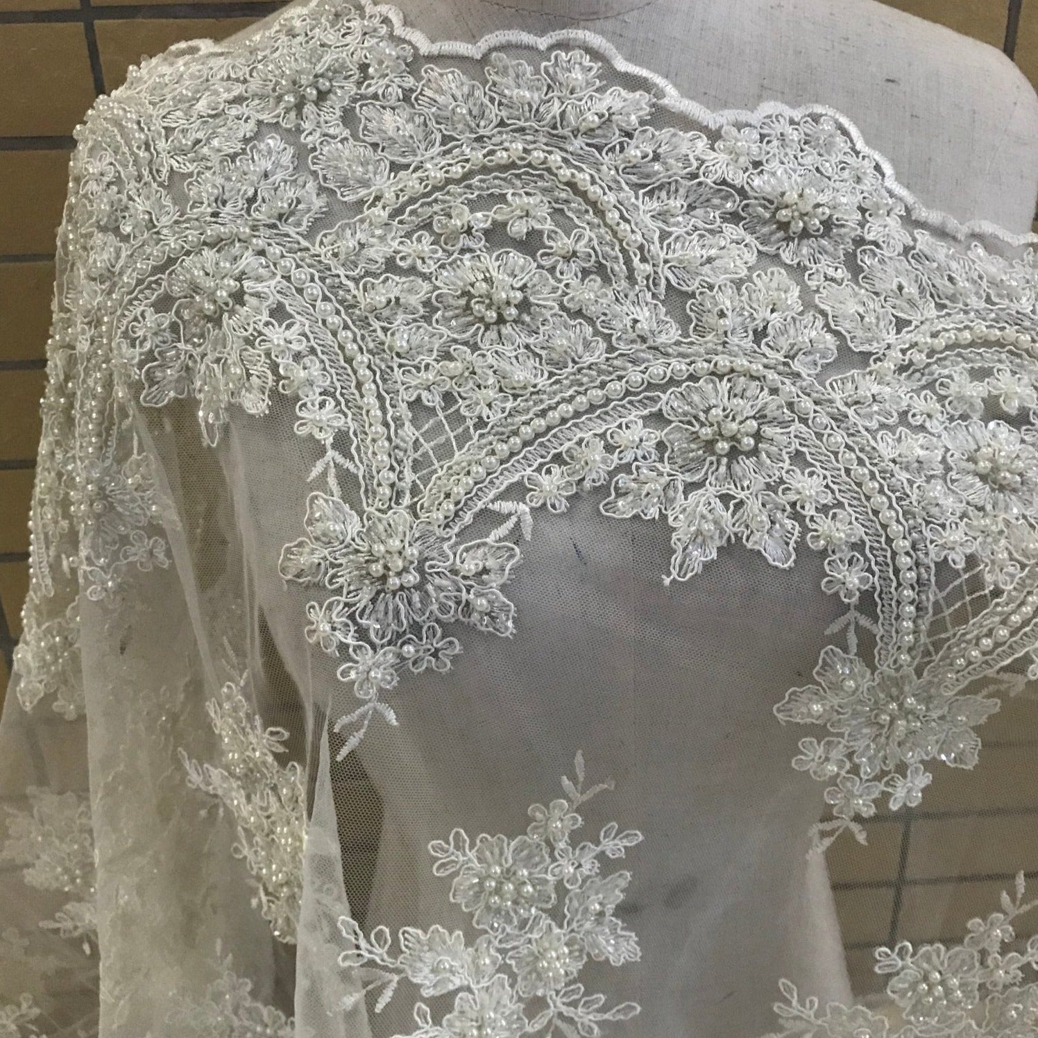 5 YARDS / Amani Classic Wedding Embroidery Beaded Glitter Mesh Lace Pa Classic Modern Fabrics 5 YARDS / Amani Classic Wedding Embroidery Beaded Glitter Mesh Lace Pa Classic Modern Fabrics
