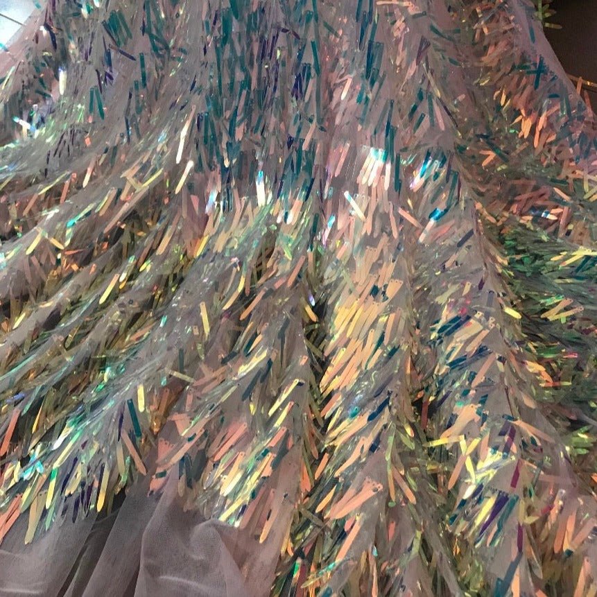 5 YARDS / Mélinda Funky Party Sequin Beaded Glitter Embroidery Mesh Lace  Party Prom Bridal Dress Fabric