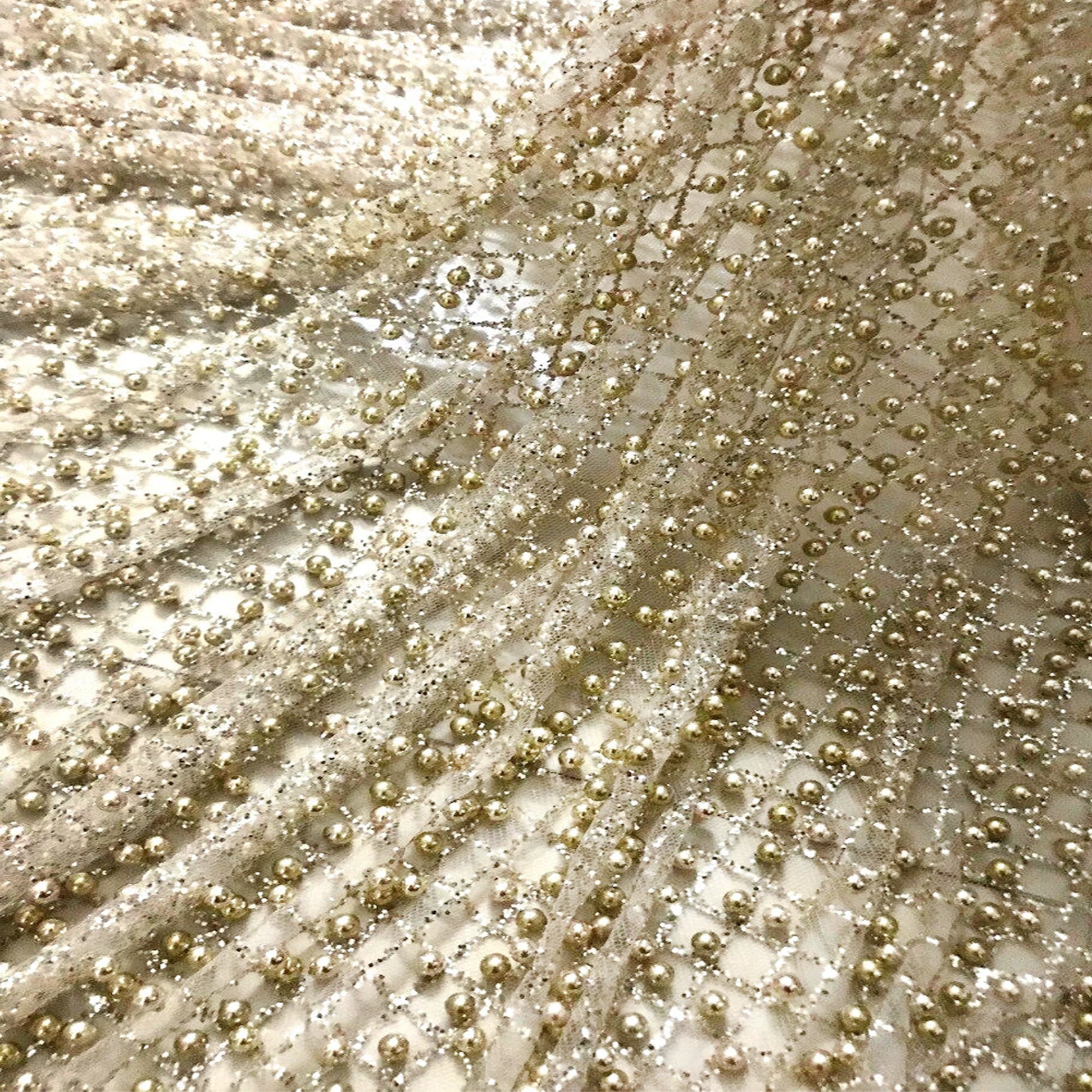5 YARDS / Joanna Overall Gold Beads Metallic Gold Glitter Embroidery Mesh Lace / Party Prom Bridal Dress Fabric 5 YARDS / Joanna Overall Gold Beads Metallic Gold Glitter Embroidery Mesh Lace / Party Prom Bridal Dress Fabric