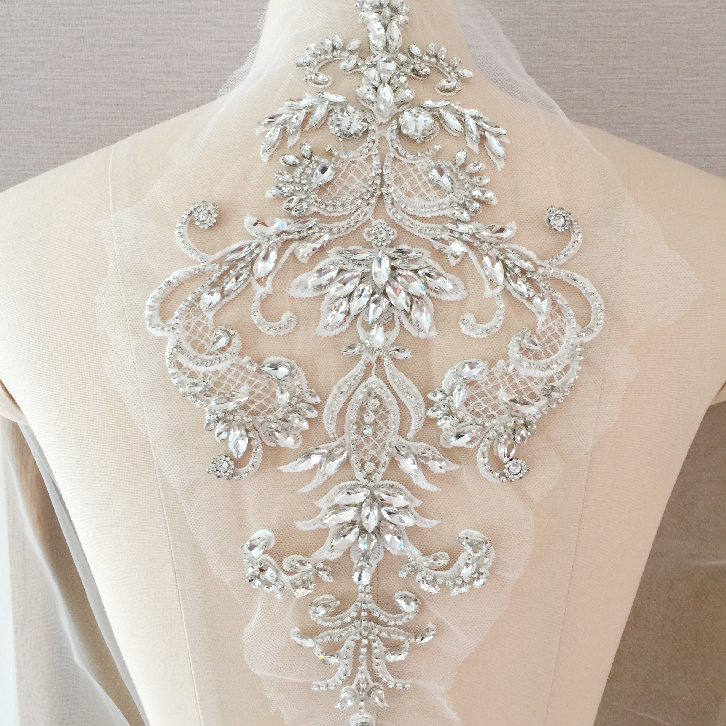 Bridal Wedding Party Rhinestone Beaded Glitter Full Body Applique