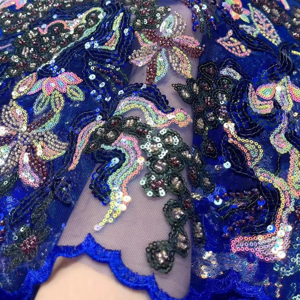 YARDS COLORS Oscar Sequin Beaded Embroidery Glitter Mesh Sparkly  Lace Wedding Party Dress Fabric