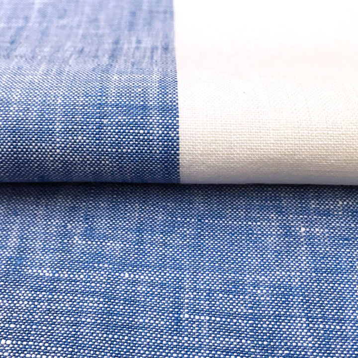 118" WIDE Blue Lanshire Pure 100% Linen Stripe Fabric