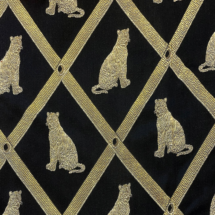 Tessuto jacquard broccato con stampa animalier di grandi dimensioni in oro nero da 108 pollici