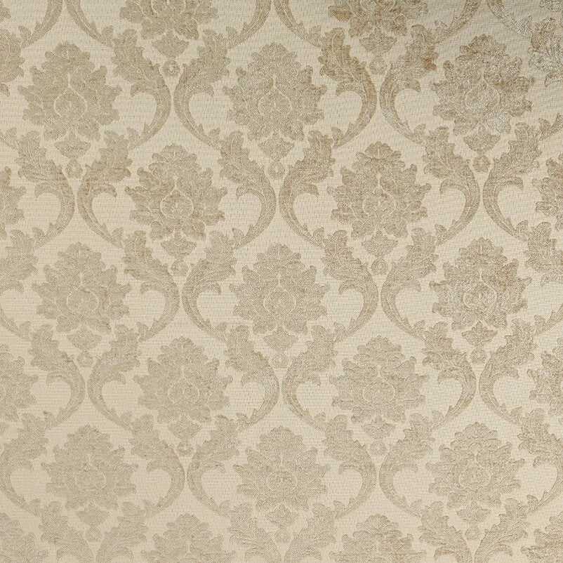 Solace Beige Two Tone Large Damask Flower Chenille Fabric