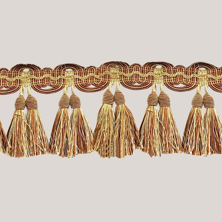 ISABELLE Terra Cotta 3 1/2" Beaded Tassel Fringe Trim / By The Yard