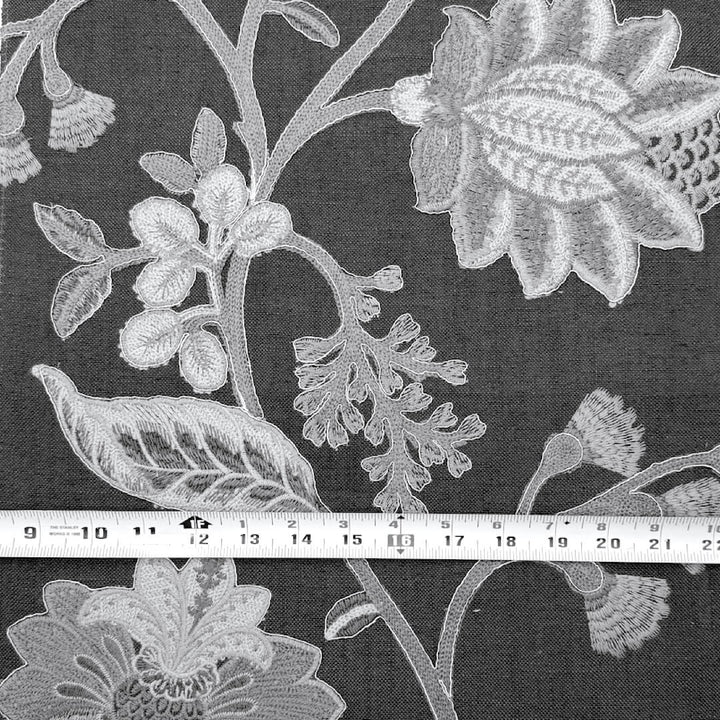 Manonville Natural Beige Embroidery Blended Linen Fabric