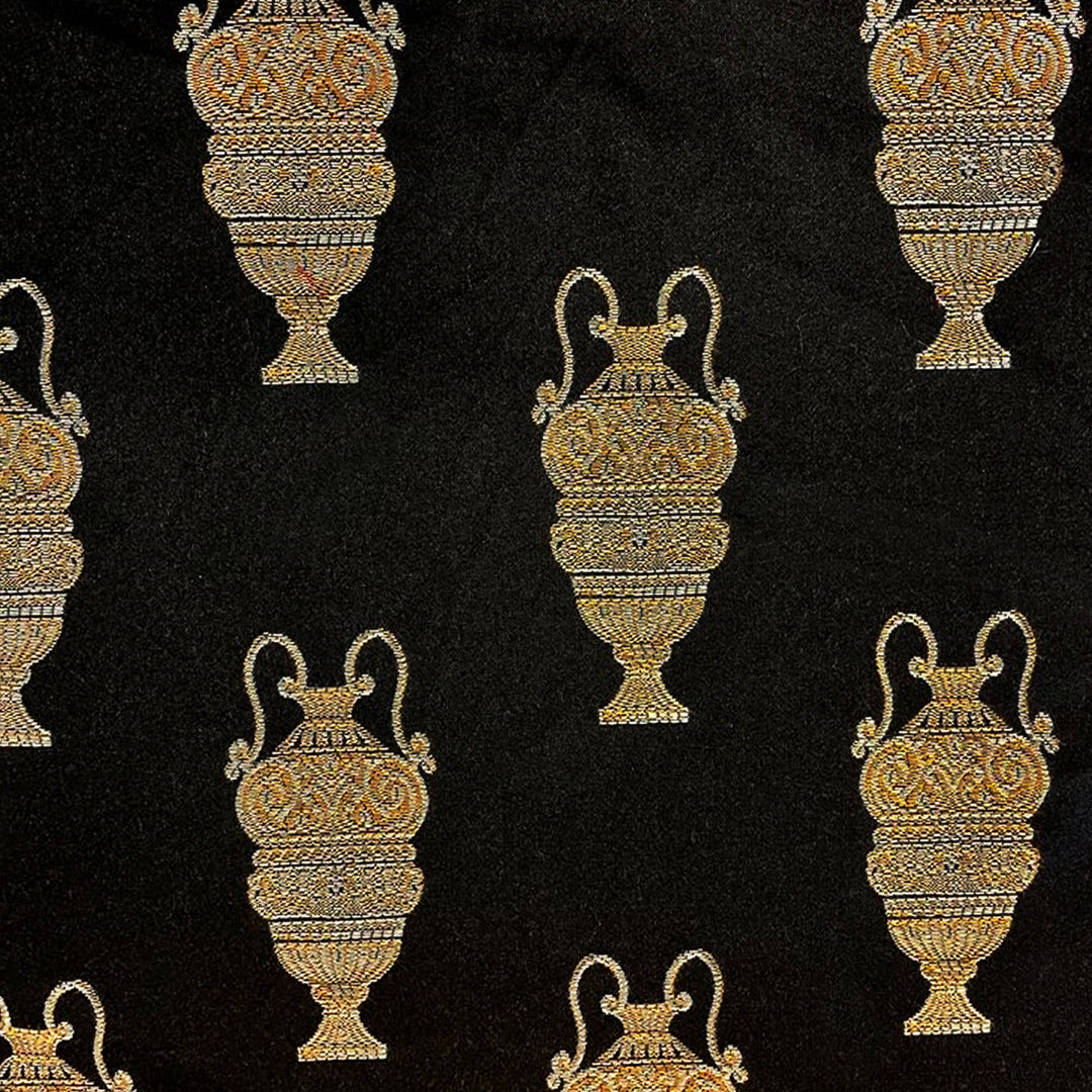 NEMAL Black Gold Porcelain Jars Jacquard Brocade Fabric