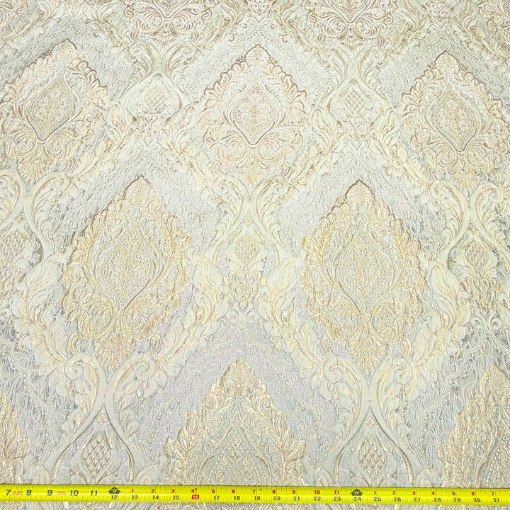 110" Valentinia Soft Light Gold Beige Raised Damask Jacquard Fabric