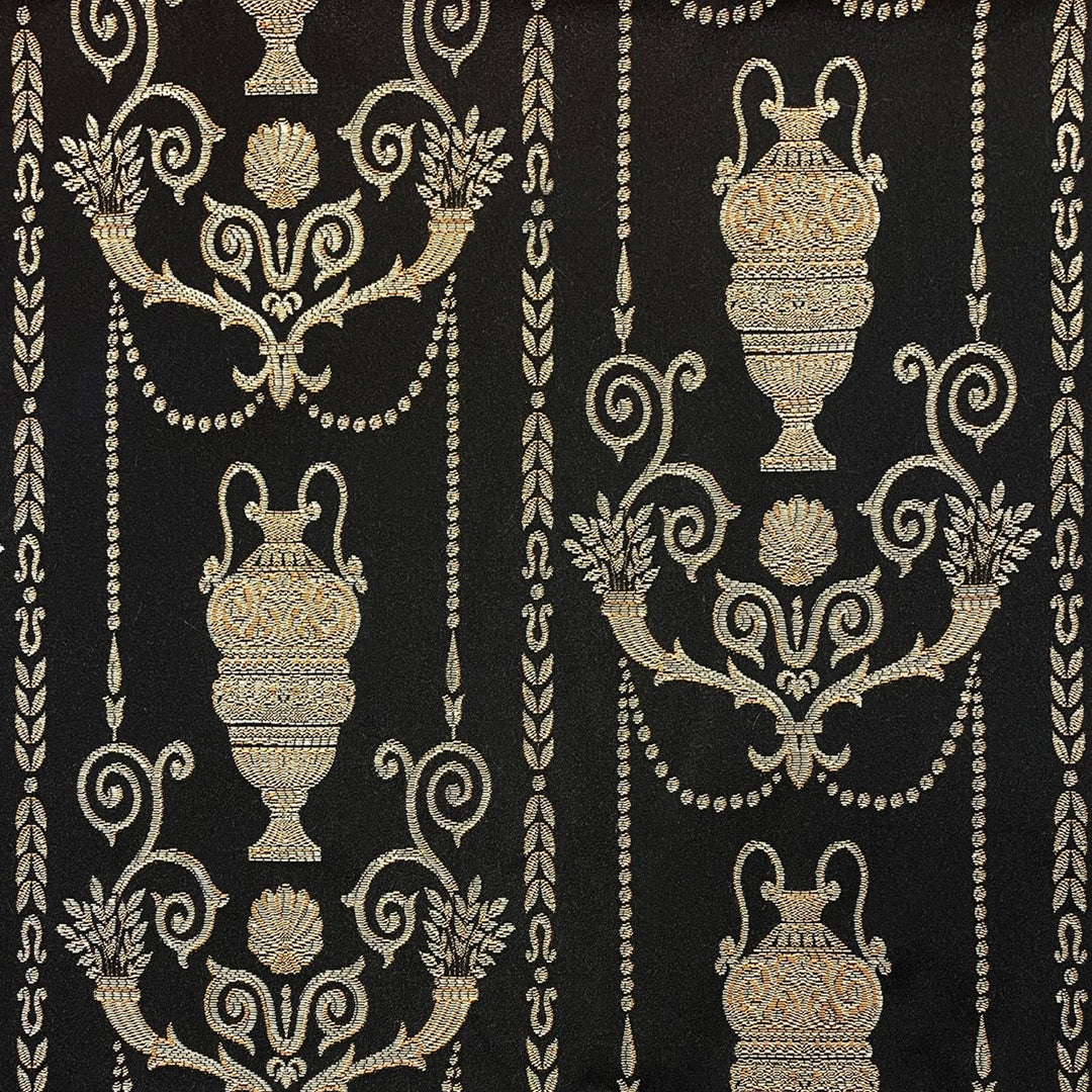 DANTE Black Gold Damask Jacquard Brocade Fabric