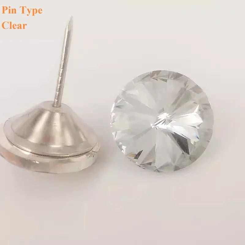 100pc Crystal Upholstery Tack Cubic Studs Nails