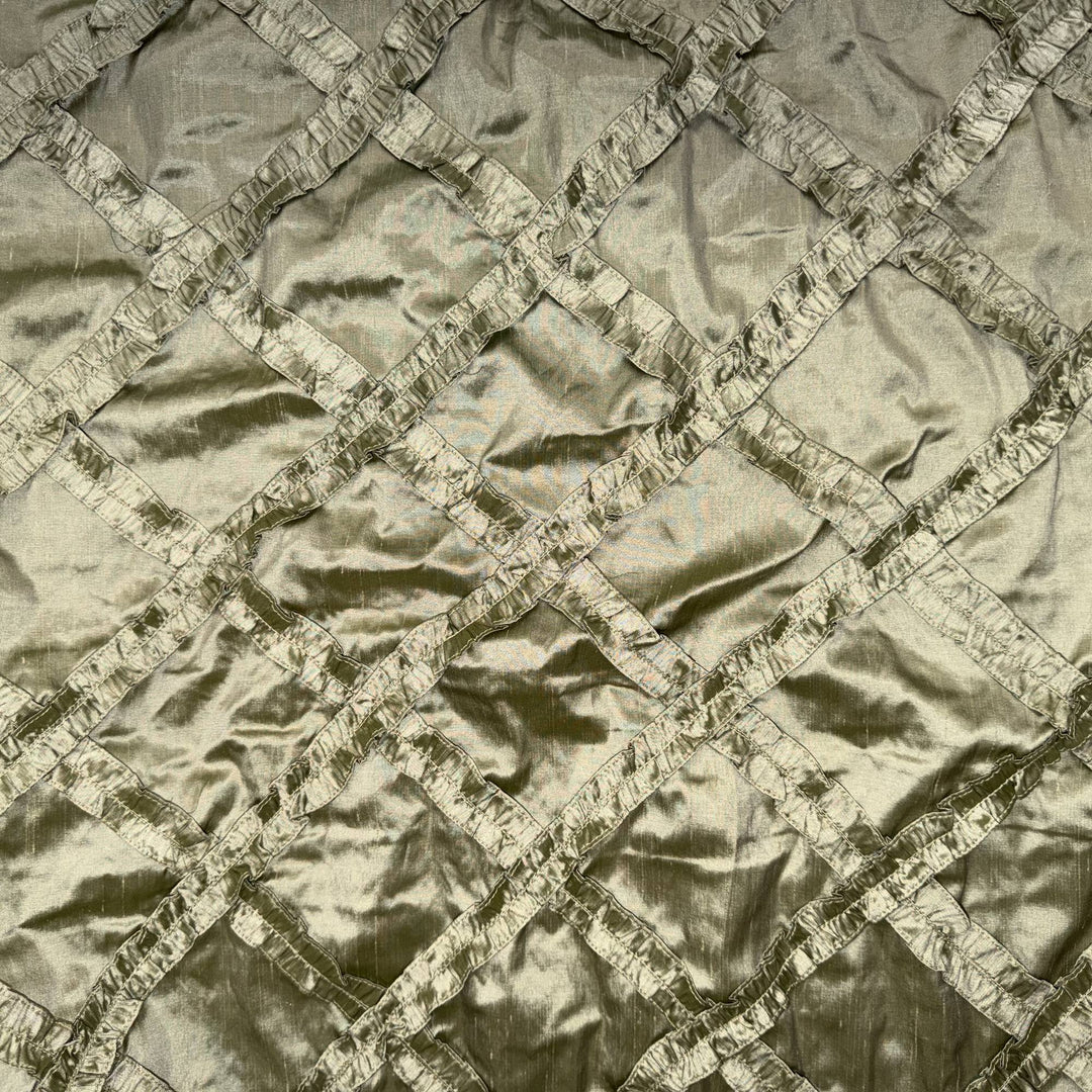 Halvora Diamond Geometric Silk Fabric in Celadon