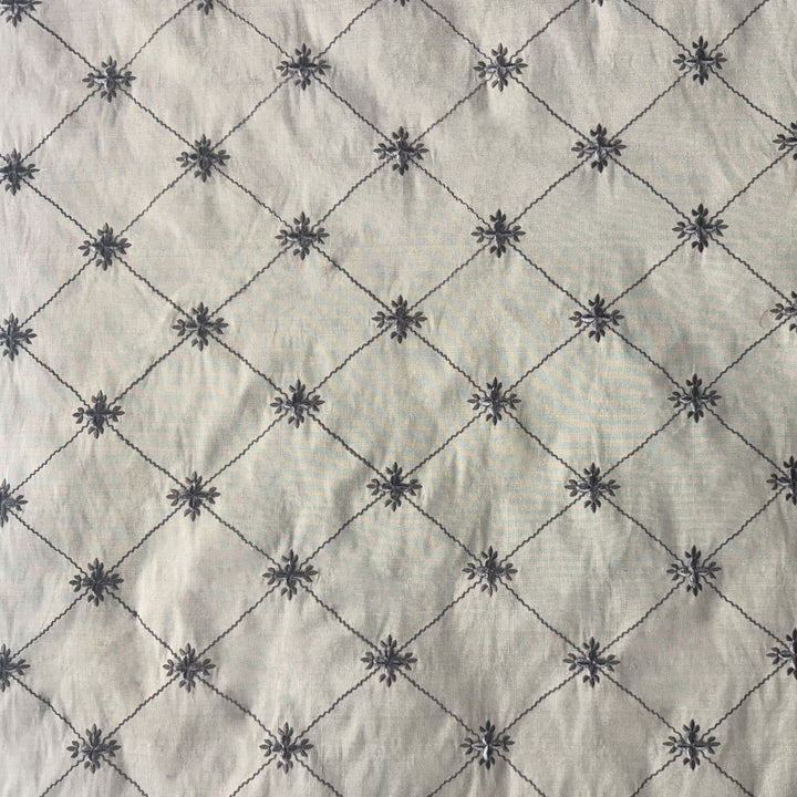 Kalvire Diamond Floral Velvet Fabric in Basil