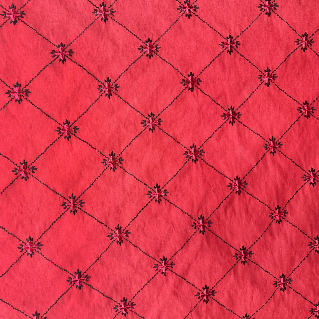 Kalvire Diamond Floral Velvet Fabric in Black Forest