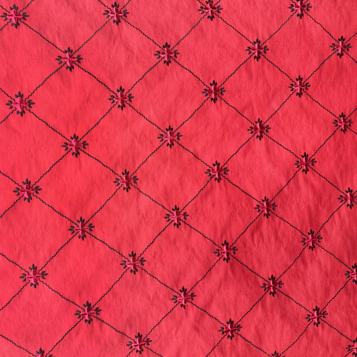 Kalvire Diamond Floral Velvet Fabric in Black Forest