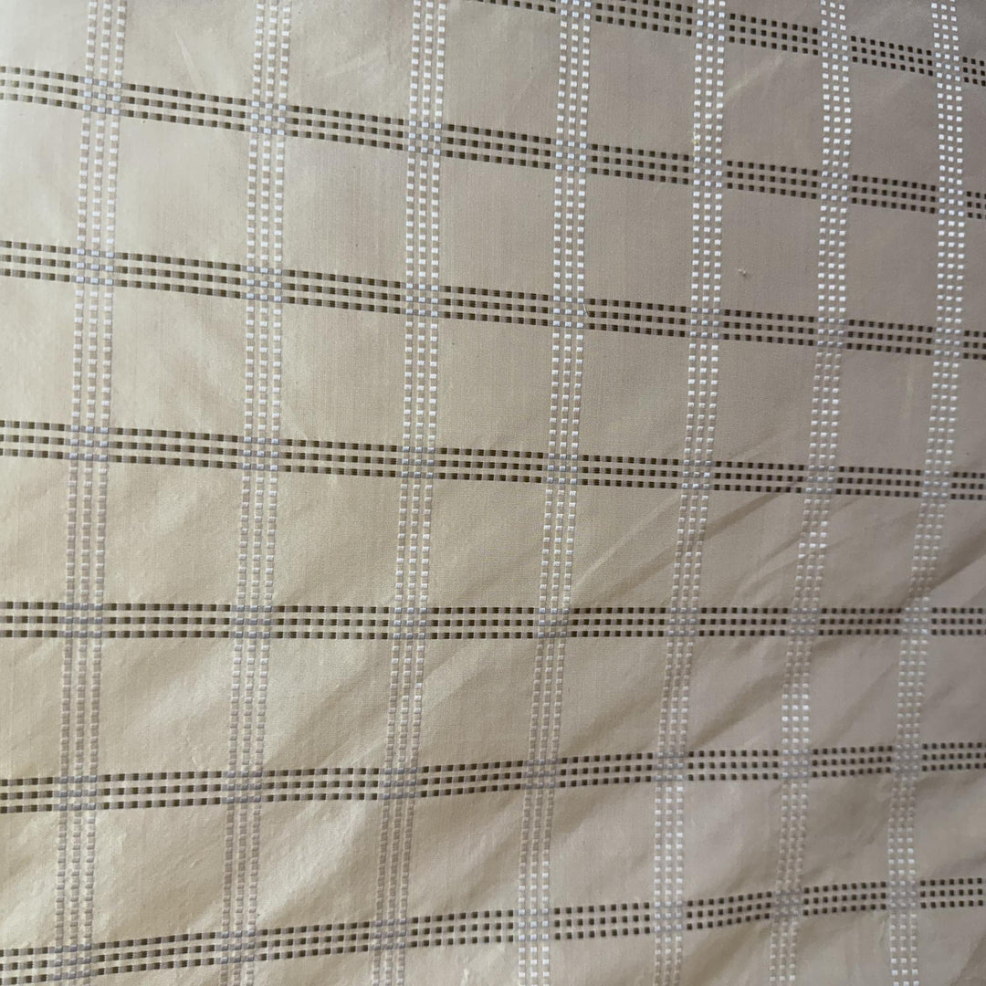 Novessa Dotted Squared Stripe Silk Fabric in Butter