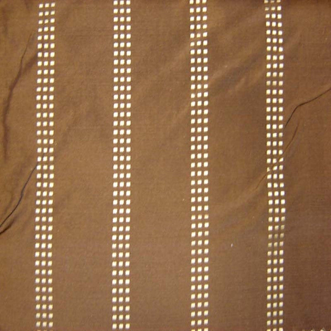 Novessa Dotted Squared Stripe Silk Fabric in Chestnut