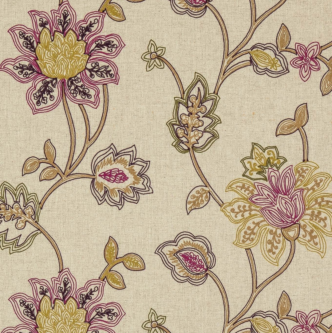 Aavira Embroidery Floral Linen Fabric |  5 Colors