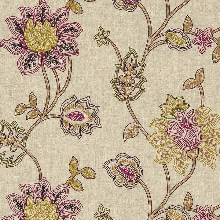 Aavira Embroidery Floral Linen Fabric |  5 Colors