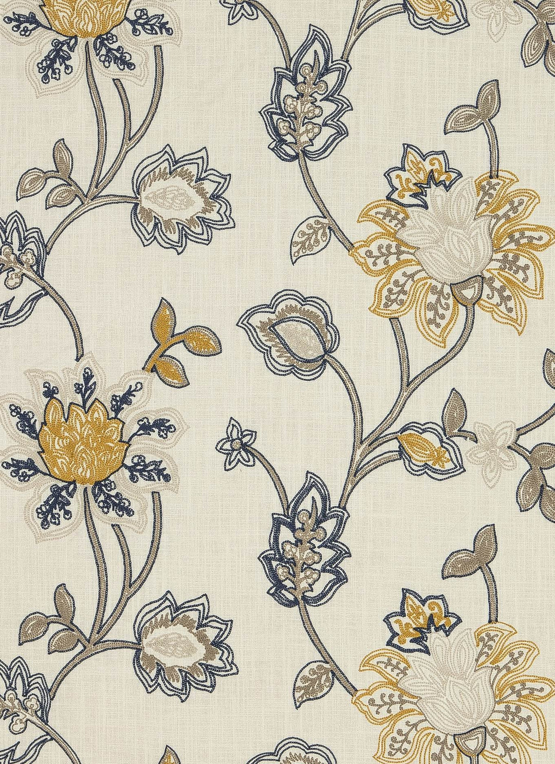 Aavira Embroidery Floral Linen Fabric |  5 Colors