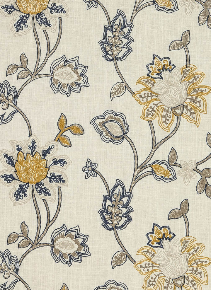 Aavira Embroidery Floral Linen Fabric |  5 Colors