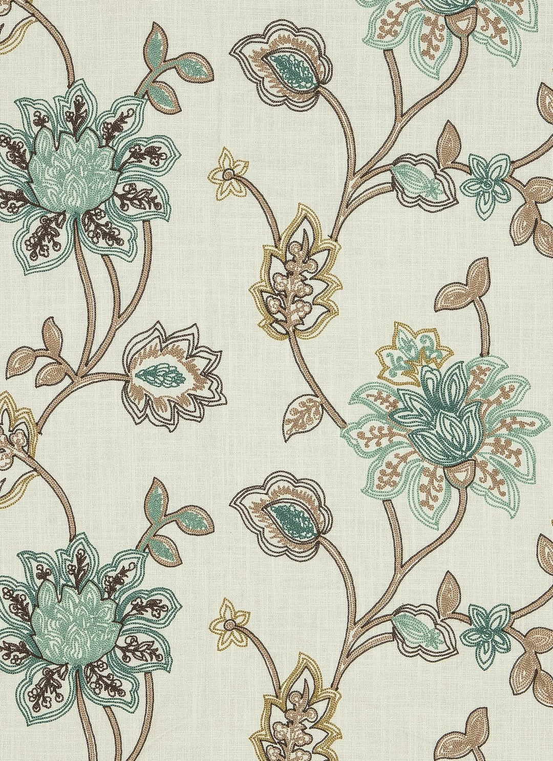 Aavira Embroidery Floral Linen Fabric |  5 Colors
