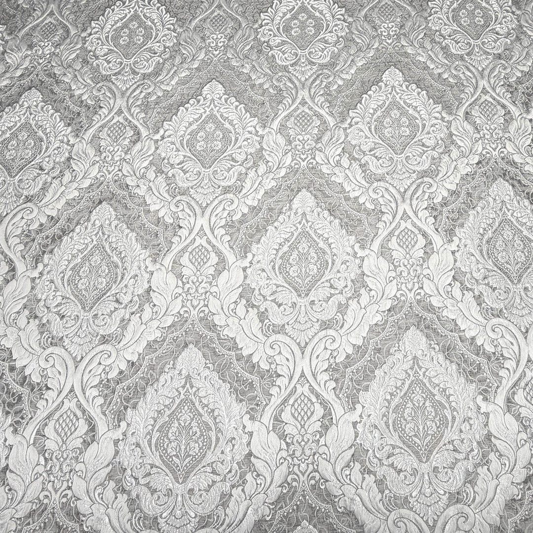 110" Valentinia Soft Gray Raised Damask Jacquard Fabric