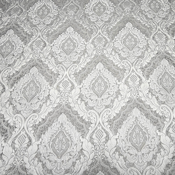 110" Valentinia Soft Gray Raised Damask Jacquard Fabric