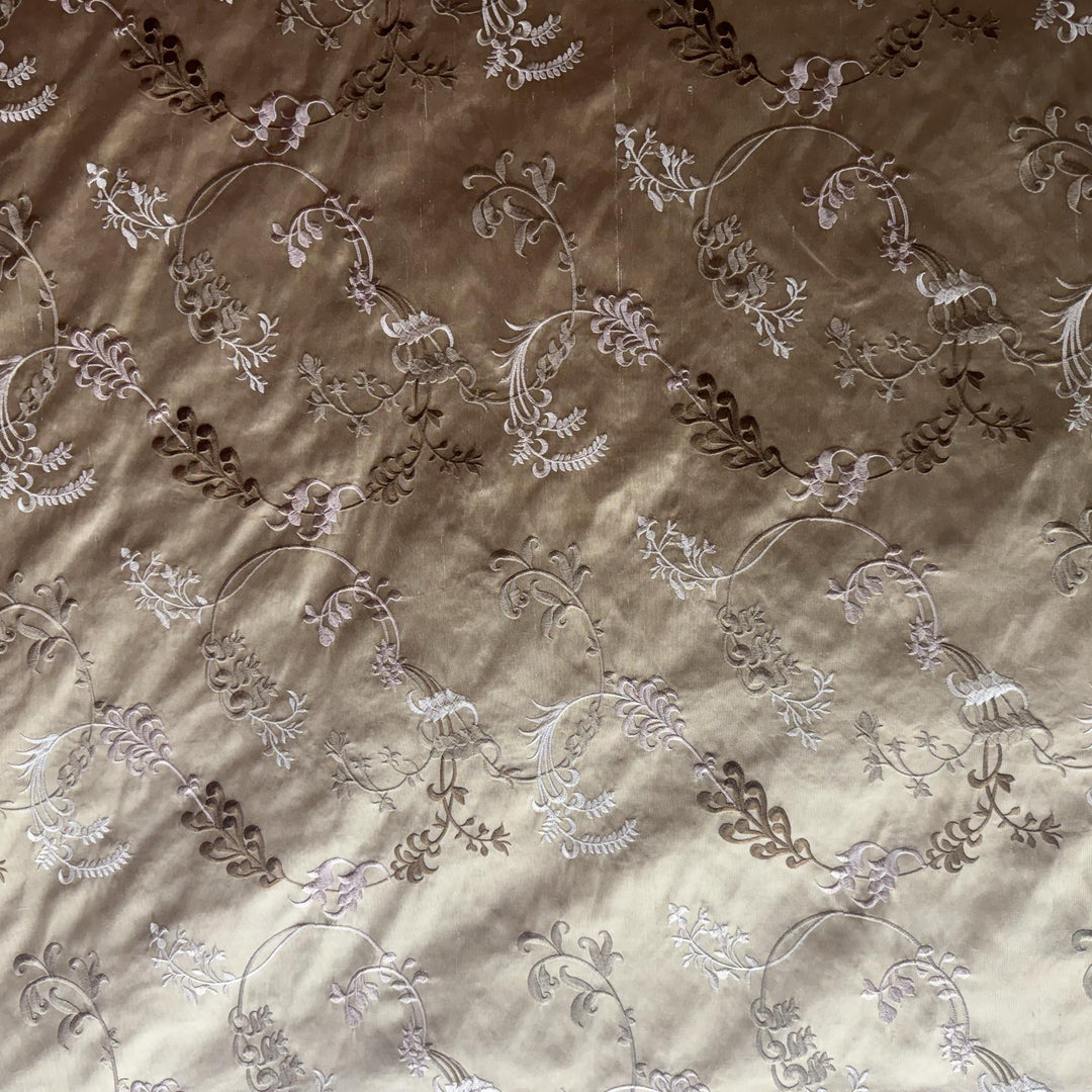 Orlaine Embroidered Floral Fabric in Straw