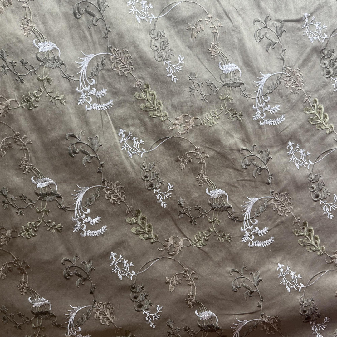 Orlaine Embroidered Floral Fabric in Thyme