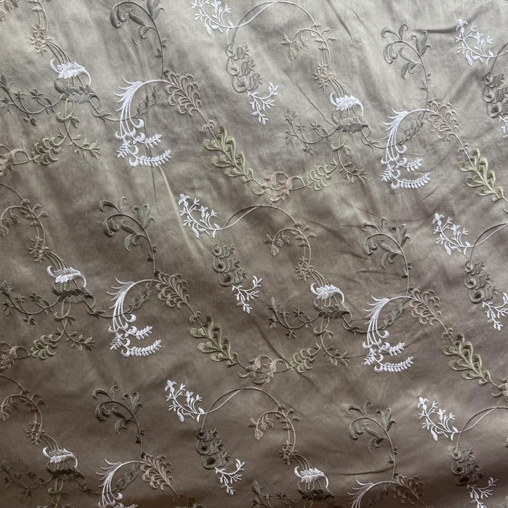 Orlaine Embroidered Floral Fabric in Thyme