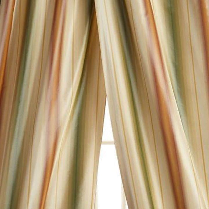 100% Silk Teffata SOMA Multicolor Striped Lined Rod Pocket Ready Made Curtain Drapery Panel / 2 COLORS / Sold Separately