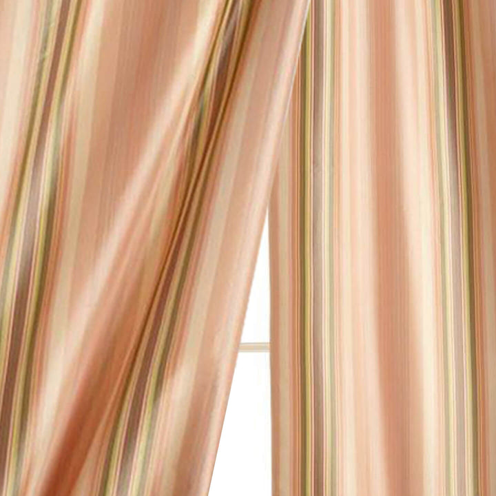 100% Silk Teffata SOMA Multicolor Striped Lined Rod Pocket Ready Made Curtain Drapery Panel / 2 COLORS / Sold Separately