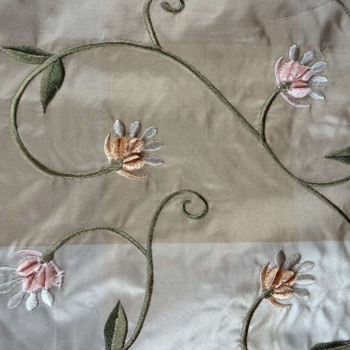 Pellora Embroidered Floral Silk Fabric in Apricot
