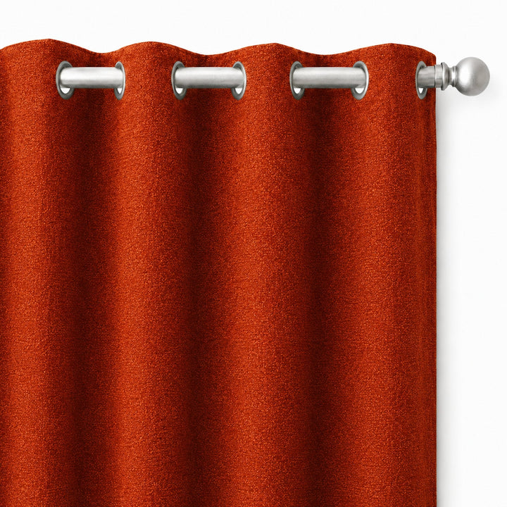 Castro Fabric in color Rust made as a drapery is a Solid Bouclé Fabric that is good for Drapery & Curtain Fabric and Upholstery Fabric