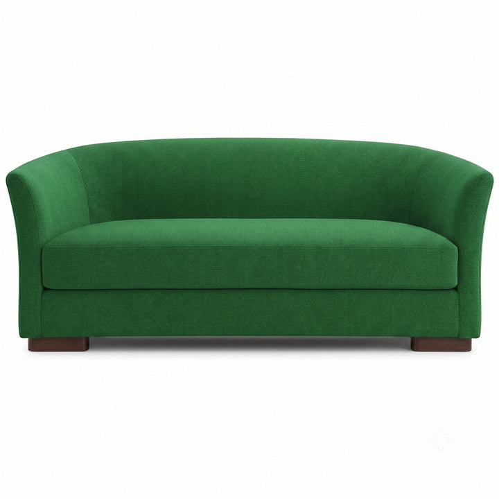 Castro Fabric in color Emerald made on a sofa is a Solid Bouclé Fabric that is good for Drapery & Curtain Fabric and Upholstery Fabric