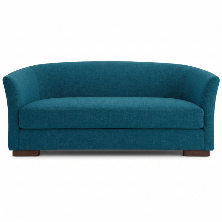 Castro Fabric in color Azure made on a sofa is a Solid Bouclé Fabric that is good for Drapery & Curtain Fabric and Upholstery Fabric