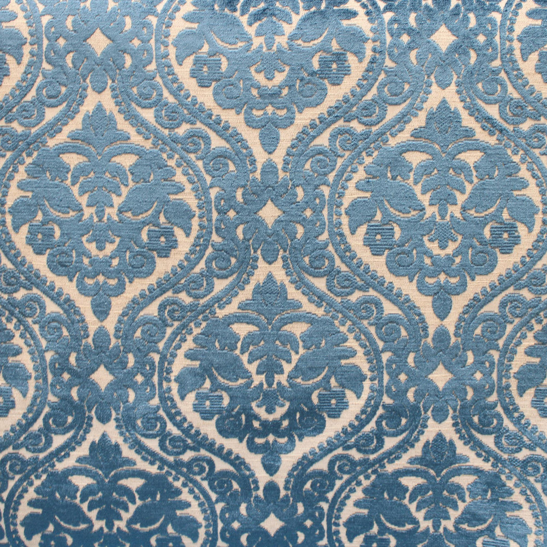 Solis Damask Cut Velvet on Linen Look Fabric by the Yard | 4 Colors